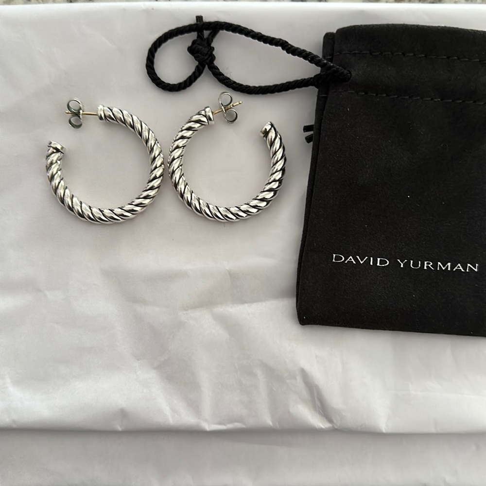 David Yurman Sculpted Cable Hoop Earrings in Sterling Silver